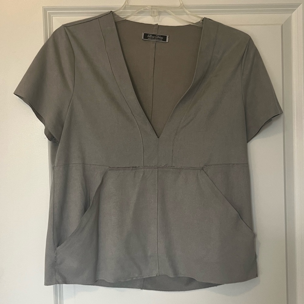 Lexi Drew Cropped Suede V-Neck Top